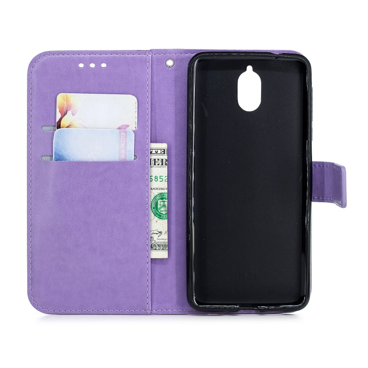 Plum Blossom Pattern Diamond Encrusted Leather Case for Nokia 3.1 , with Holder & Card Slots