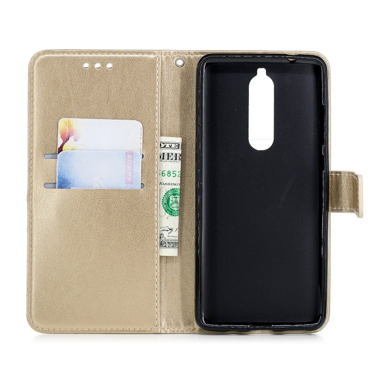 Plum Blossom Pattern Diamond Encrusted Leather Case for Nokia 5.1 ,with Holder & Card Slots