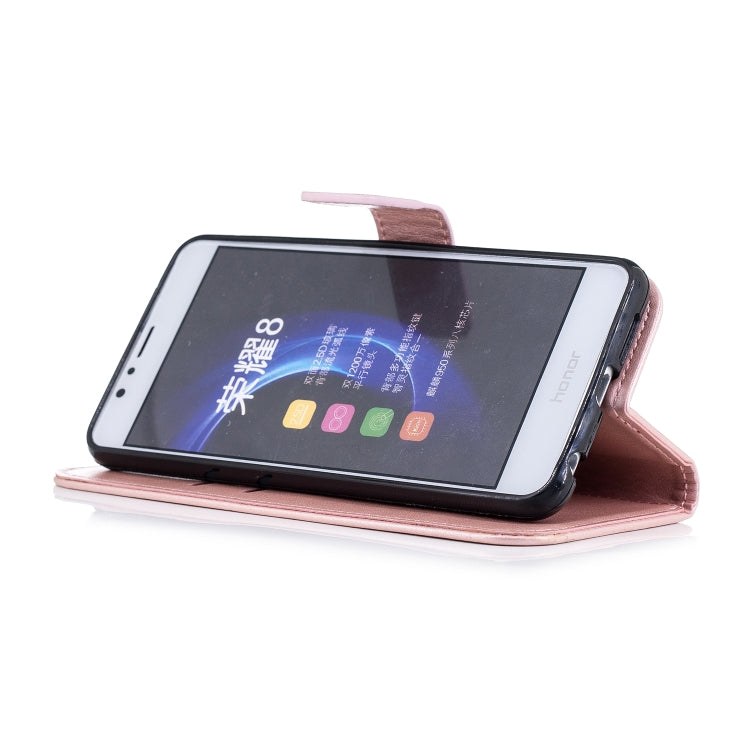 Plum Blossom Pattern Diamond Encrusted Leather Case for Huawei Honor 8 ,with Holder & Card Slots