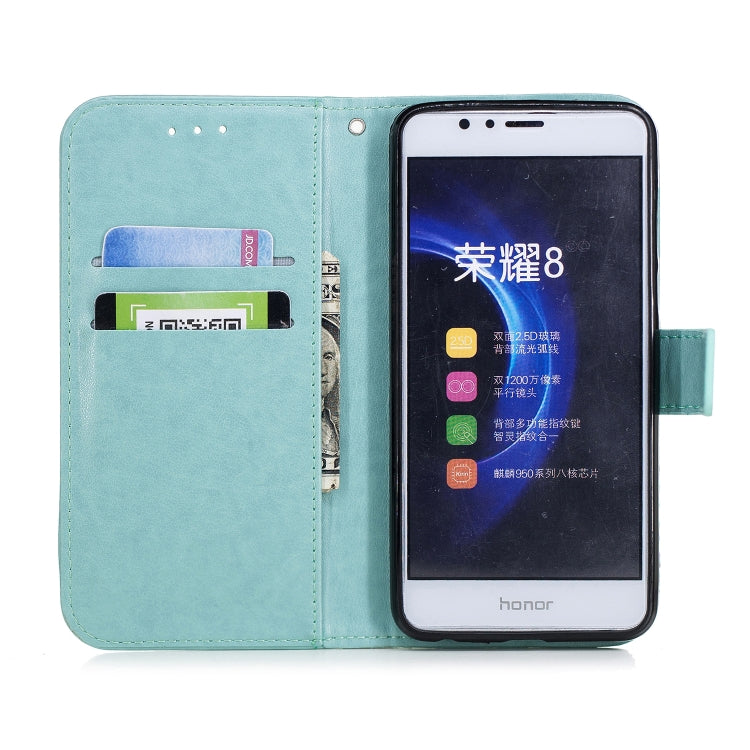 Plum Blossom Pattern Diamond Encrusted Leather Case for Huawei Honor 8 ,with Holder & Card Slots