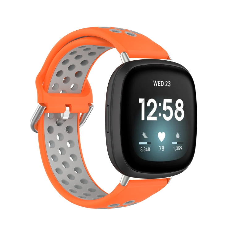 For Fitbit Versa 3 Two-Color Perforated Breathable Silicone Watch Band