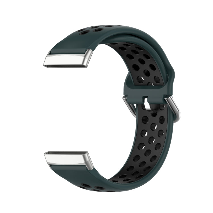 For Fitbit Versa 3 Two-Color Perforated Breathable Silicone Watch Band