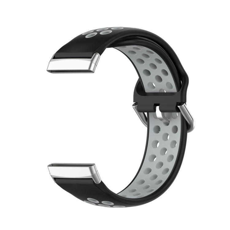 For Fitbit Versa 3 Two-Color Perforated Breathable Silicone Watch Band