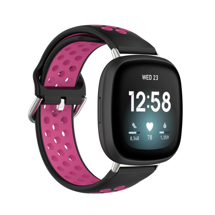 For Fitbit Versa 3 Two-Color Perforated Breathable Silicone Watch Band