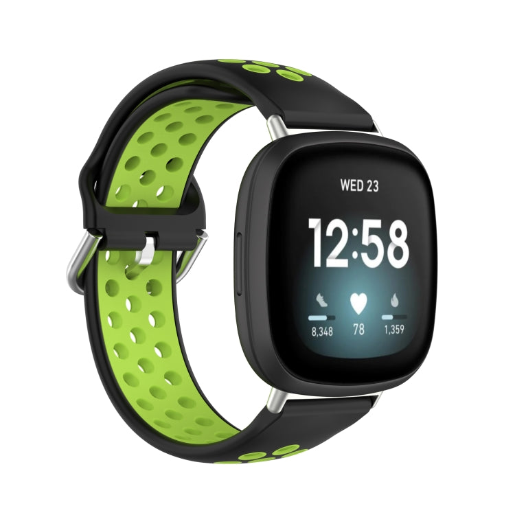 For Fitbit Versa 3 Two-Color Perforated Breathable Silicone Watch Band