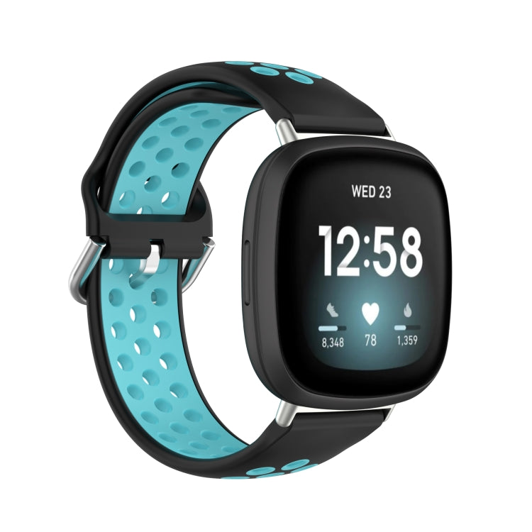 For Fitbit Versa 3 Two-Color Perforated Breathable Silicone Watch Band