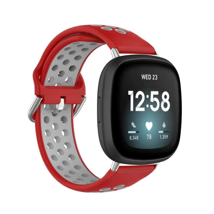 For Fitbit Versa 3 Two-Color Perforated Breathable Silicone Watch Band