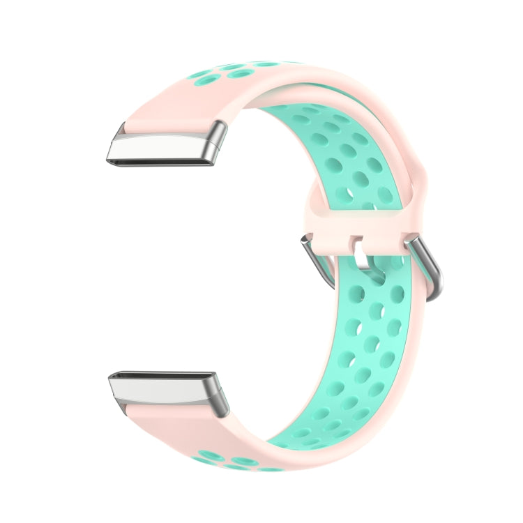 For Fitbit Versa 3 Two-Color Perforated Breathable Silicone Watch Band