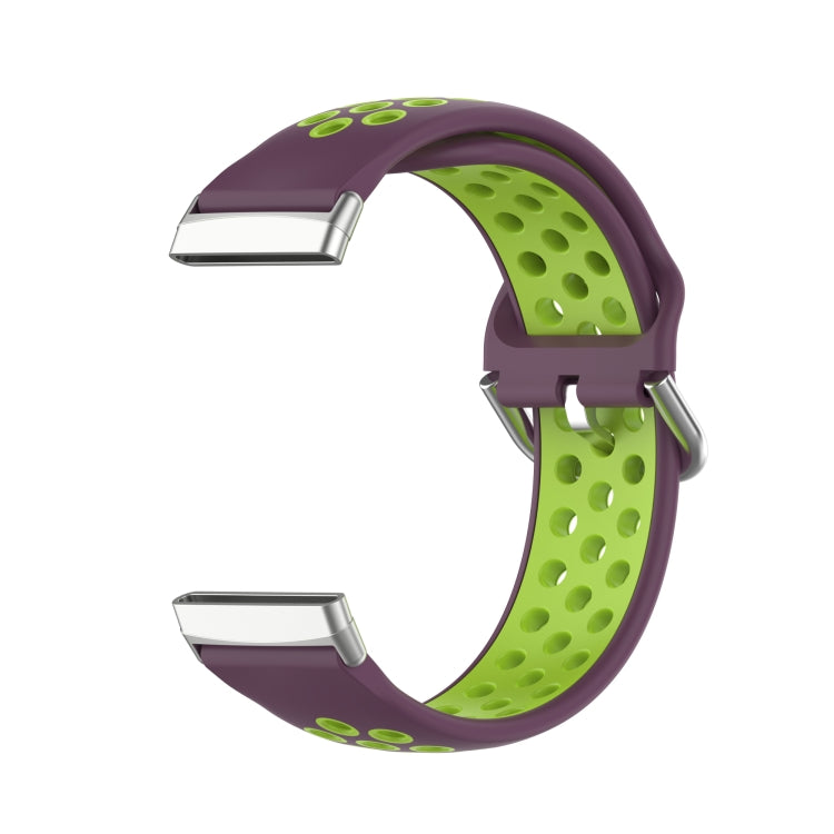 For Fitbit Versa 3 Two-Color Perforated Breathable Silicone Watch Band