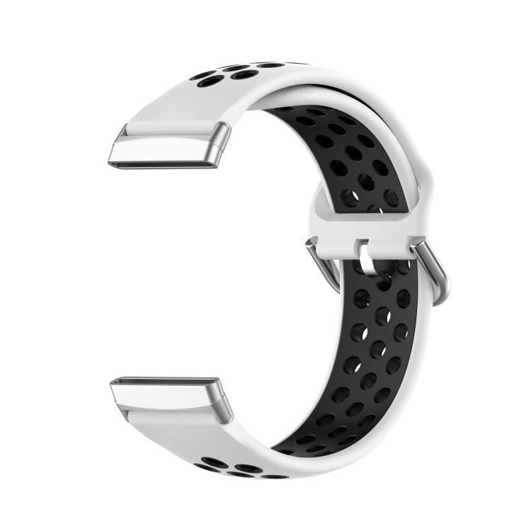 For Fitbit Sense Two-Color Perforated Breathable Silicone Watch Band
