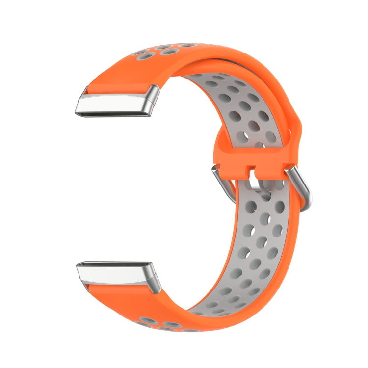 For Fitbit Sense Two-Color Perforated Breathable Silicone Watch Band
