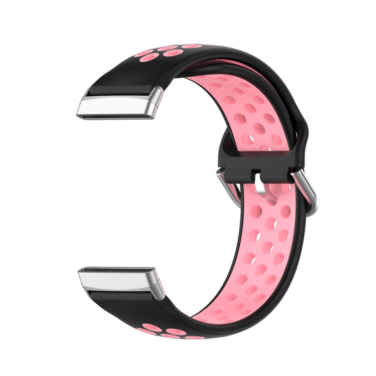 For Fitbit Sense Two-Color Perforated Breathable Silicone Watch Band