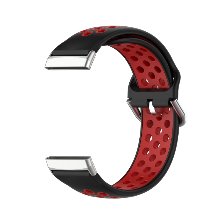 For Fitbit Sense Two-Color Perforated Breathable Silicone Watch Band