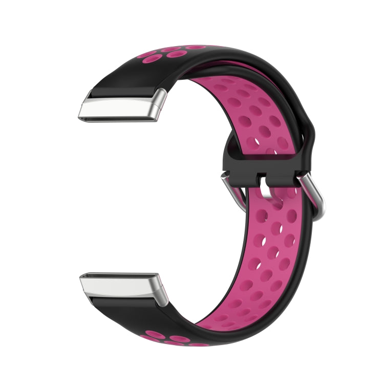 For Fitbit Sense Two-Color Perforated Breathable Silicone Watch Band