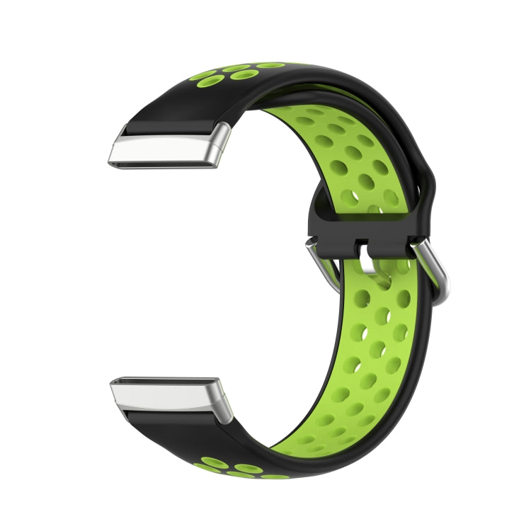 For Fitbit Sense Two-Color Perforated Breathable Silicone Watch Band