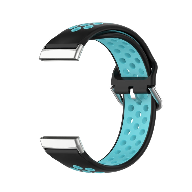 For Fitbit Sense Two-Color Perforated Breathable Silicone Watch Band