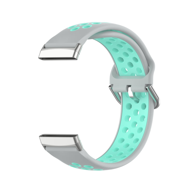 For Fitbit Sense Two-Color Perforated Breathable Silicone Watch Band