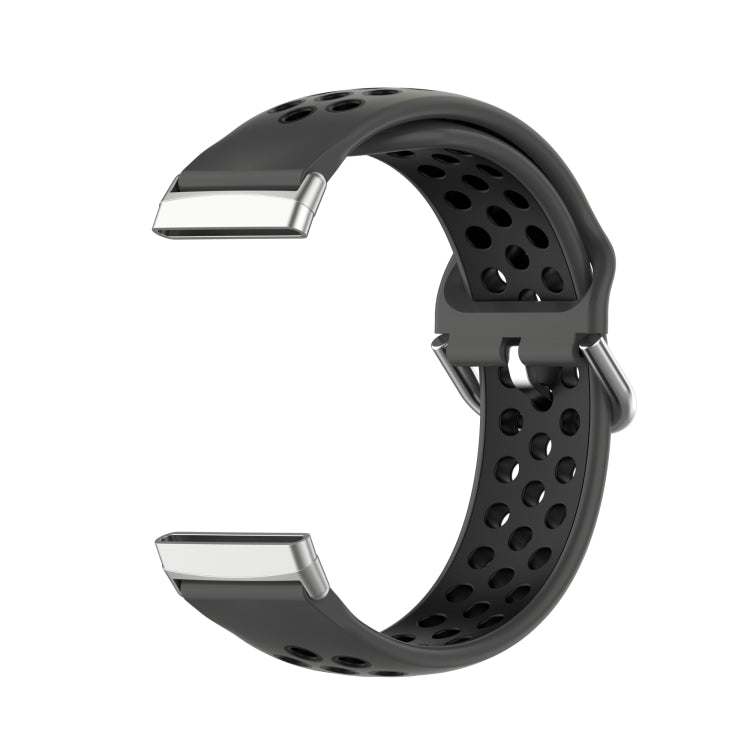 For Fitbit Sense Two-Color Perforated Breathable Silicone Watch Band