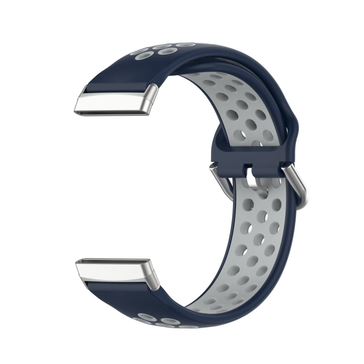 For Fitbit Sense Two-Color Perforated Breathable Silicone Watch Band