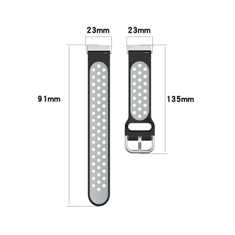 For Fitbit Sense Two-Color Perforated Breathable Silicone Watch Band