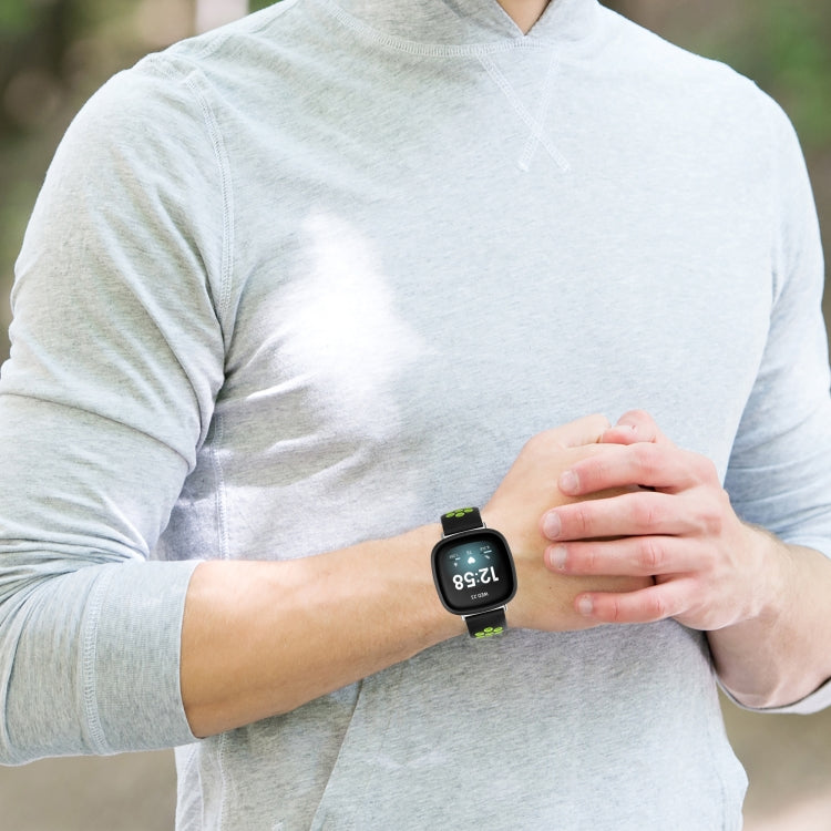 For Fitbit Sense Two-Color Perforated Breathable Silicone Watch Band