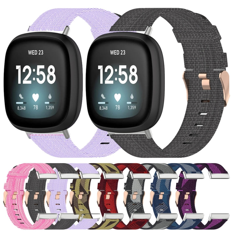 For Fitbit Versa 3 Nylon Weave Canvas Watch Band
