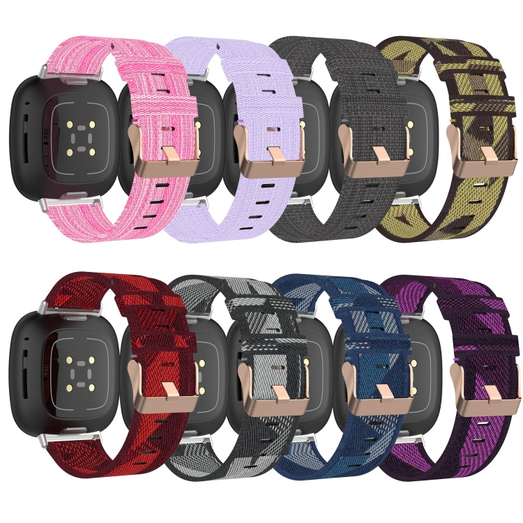 For Fitbit Versa 3 Nylon Weave Canvas Watch Band
