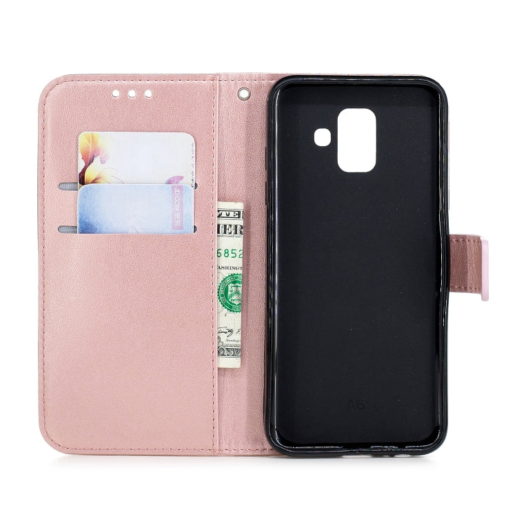 Plum Blossom Pattern Diamond Encrusted Leather Case for Galaxy A6 ,with Holder & Card Slots