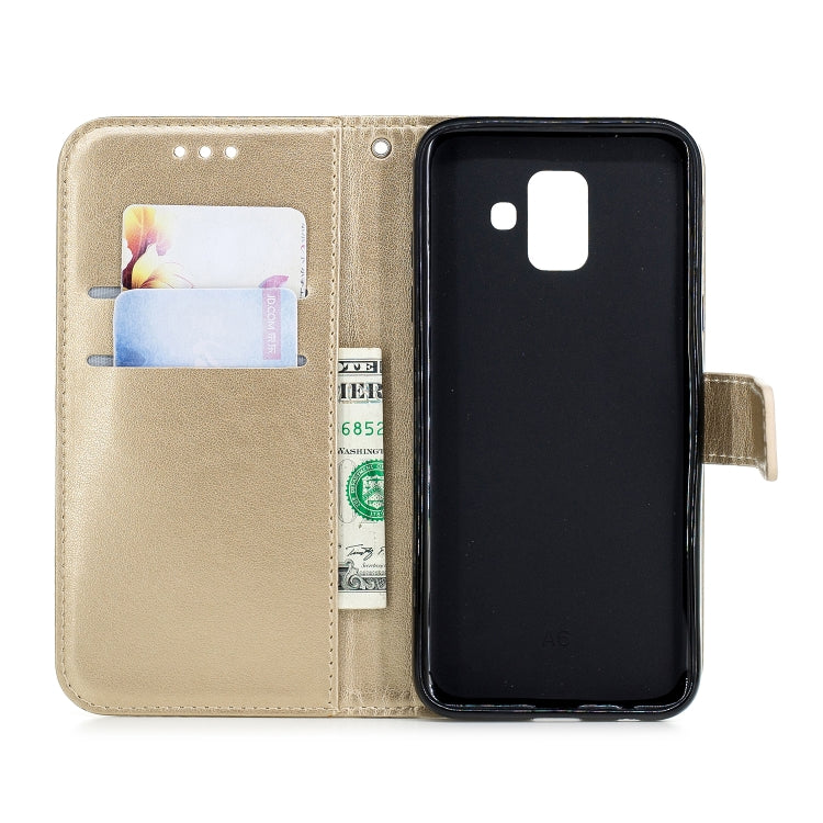 Plum Blossom Pattern Diamond Encrusted Leather Case for Galaxy A6 ,with Holder & Card Slots