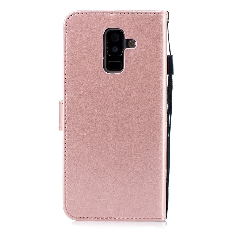 Plum Blossom Pattern Diamond Encrusted Leather Case for Galaxy A6+ (2018) ,with Holder & Card Slots