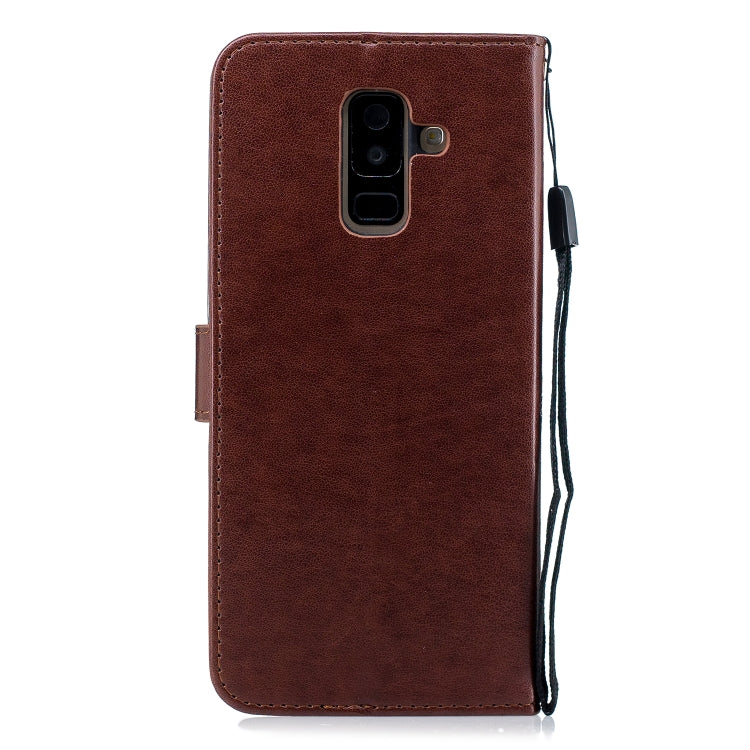 Plum Blossom Pattern Diamond Encrusted Leather Case for Galaxy A6+ (2018) ,with Holder & Card Slots