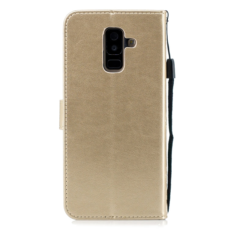 Plum Blossom Pattern Diamond Encrusted Leather Case for Galaxy A6+ (2018) ,with Holder & Card Slots