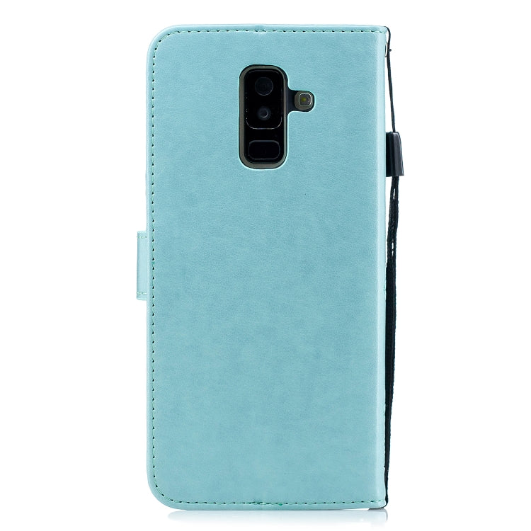 Plum Blossom Pattern Diamond Encrusted Leather Case for Galaxy A6+ (2018) ,with Holder & Card Slots