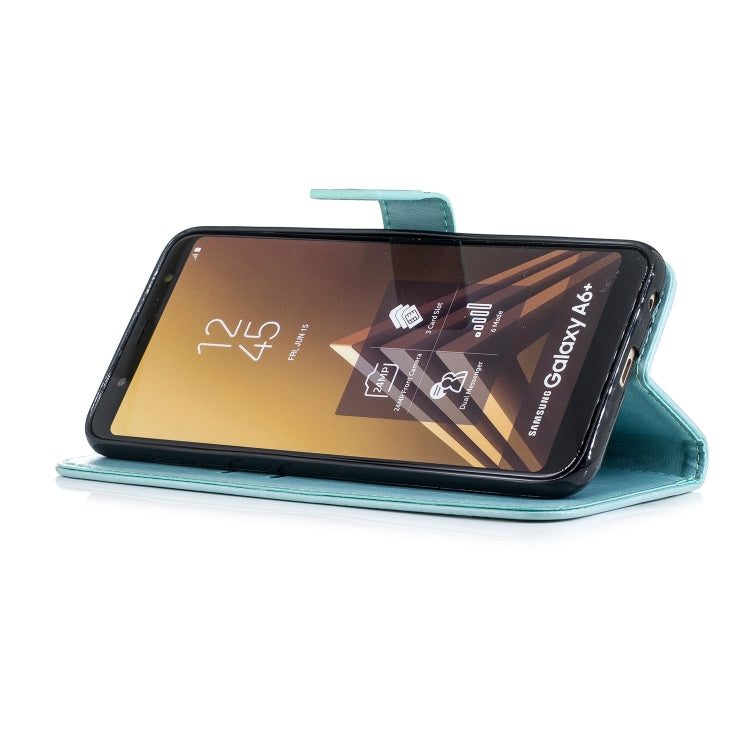 Plum Blossom Pattern Diamond Encrusted Leather Case for Galaxy A6+ (2018) ,with Holder & Card Slots