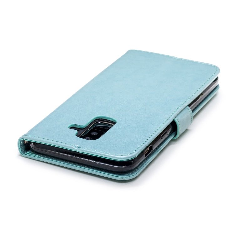 Plum Blossom Pattern Diamond Encrusted Leather Case for Galaxy A6+ (2018) ,with Holder & Card Slots