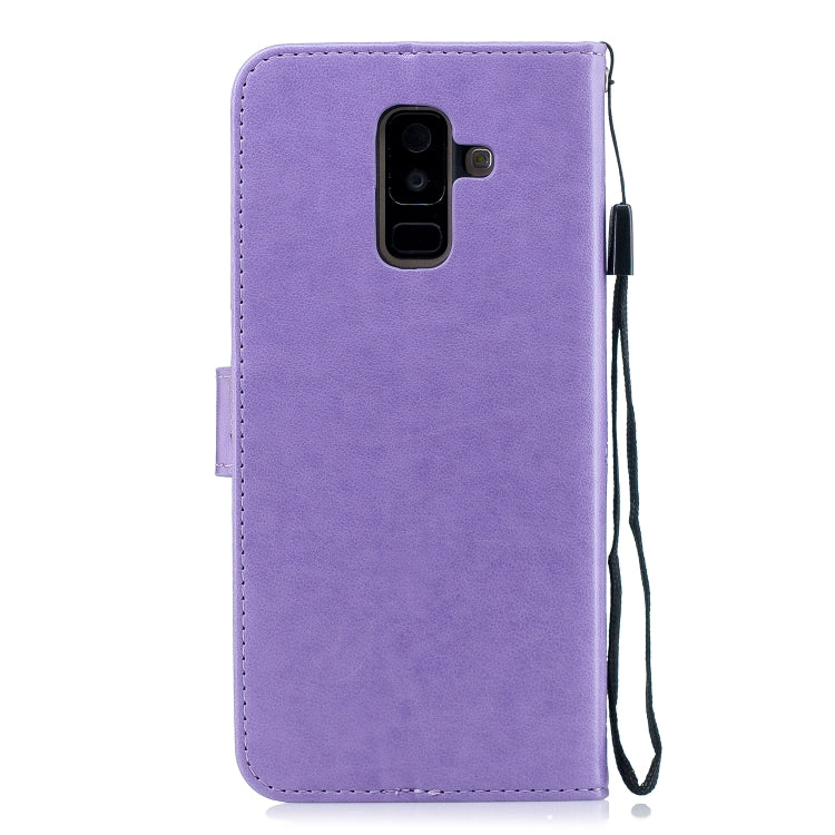 Plum Blossom Pattern Diamond Encrusted Leather Case for Galaxy A6+ (2018) ,with Holder & Card Slots