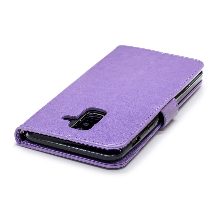 Plum Blossom Pattern Diamond Encrusted Leather Case for Galaxy A6+ (2018) ,with Holder & Card Slots