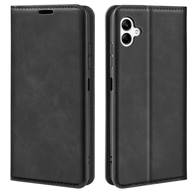 For Samsung Galaxy A04 Retro-skin Magnetic Suction Leather Phone Case
