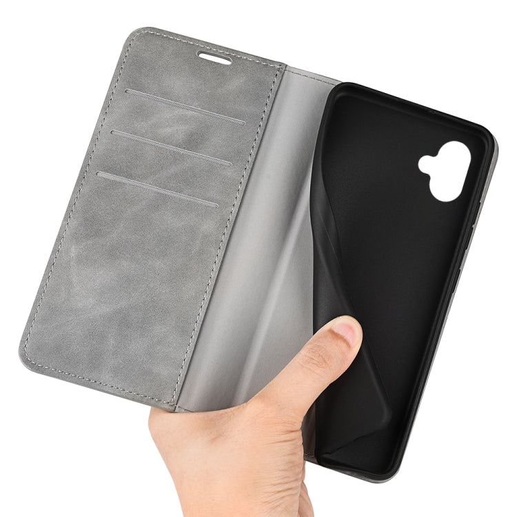 For Samsung Galaxy A04 Retro-skin Magnetic Suction Leather Phone Case