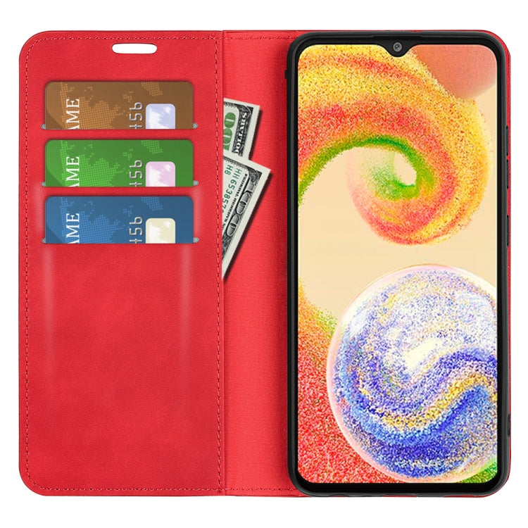 For Samsung Galaxy A04 Retro-skin Magnetic Suction Leather Phone Case