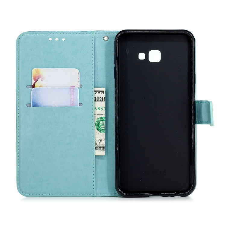 Plum Blossom Pattern Diamond Encrusted Leather Case for Galaxy J4+ & J4 Prime ,with Holder & Card Slots