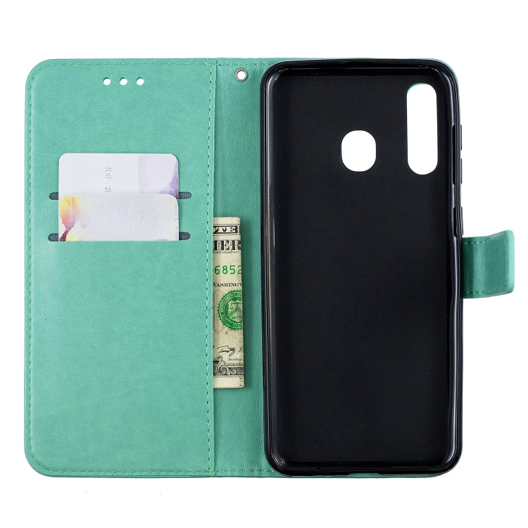 Plum Blossom Pattern Diamond Encrusted Leather Case for Galaxy A20 / 30 ,with Holder & Card Slots