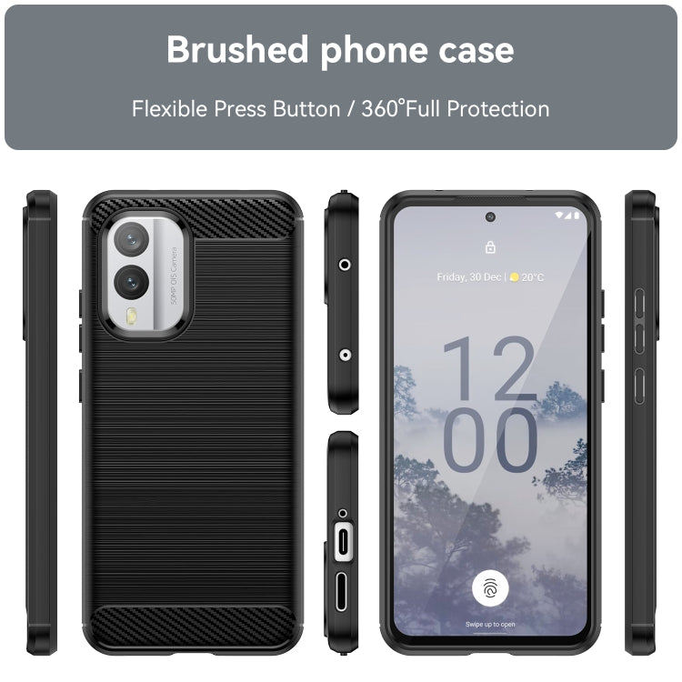 For Nokia X30 5G Brushed Texture Carbon Fiber TPU Phone Case