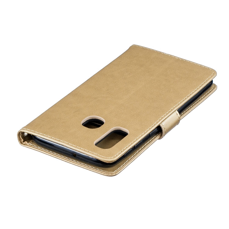 Plum Blossom Pattern Diamond Encrusted Leather Case for Galaxy A40  ,with Holder & Card Slots