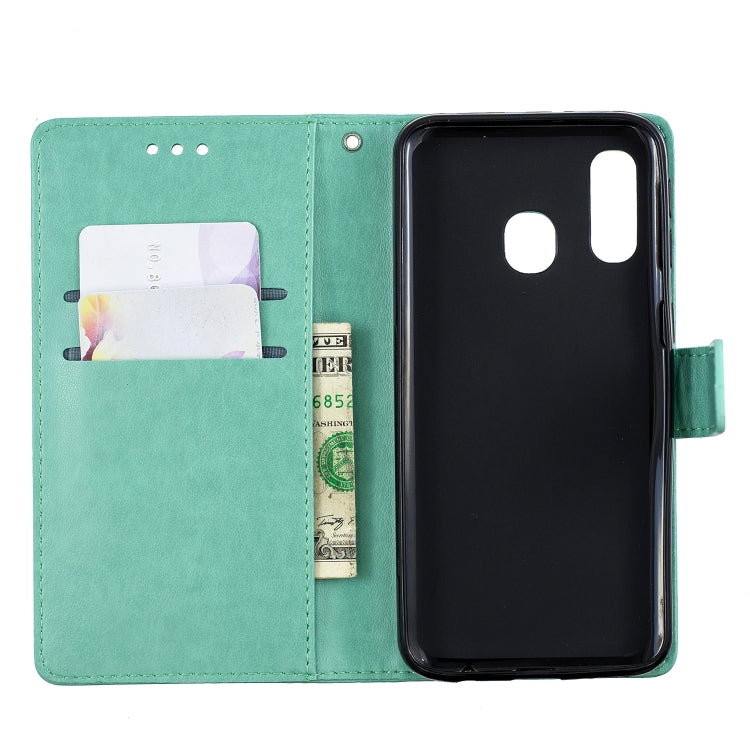 Plum Blossom Pattern Diamond Encrusted Leather Case for Galaxy A40  ,with Holder & Card Slots