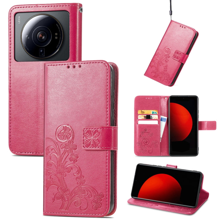 For Xiaomi 12S Ultra Four-leaf Clasp Embossed Leather Phone Case