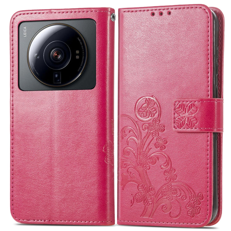 For Xiaomi 12S Ultra Four-leaf Clasp Embossed Leather Phone Case