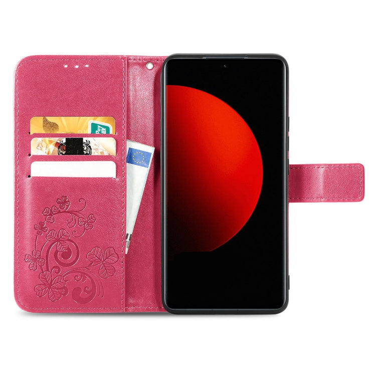 For Xiaomi 12S Ultra Four-leaf Clasp Embossed Leather Phone Case