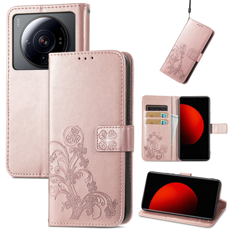 For Xiaomi 12S Ultra Four-leaf Clasp Embossed Leather Phone Case