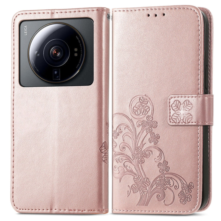 For Xiaomi 12S Ultra Four-leaf Clasp Embossed Leather Phone Case
